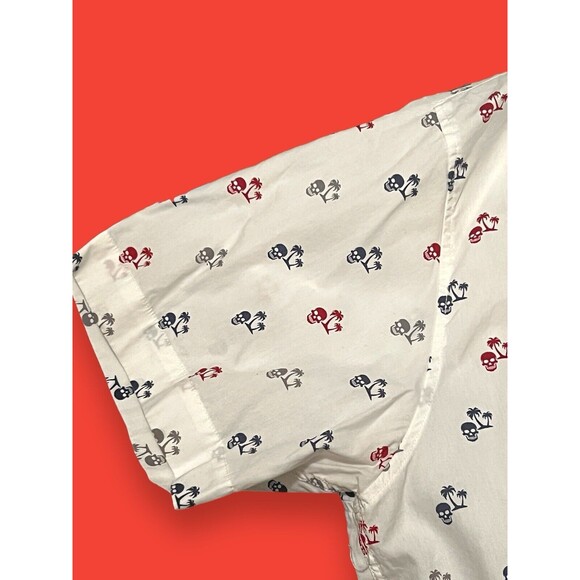 Steve’s Jeans Skulls Palm Trees Halloween White Casual S/S Button-Up Shirt 3X - Picture 6 of 7